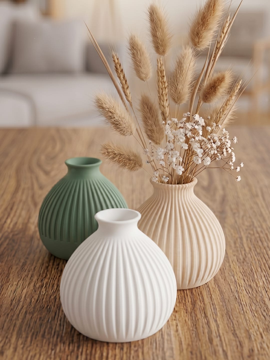 Decorative Flower Vase | Modern Ribbed Vase — photo 1