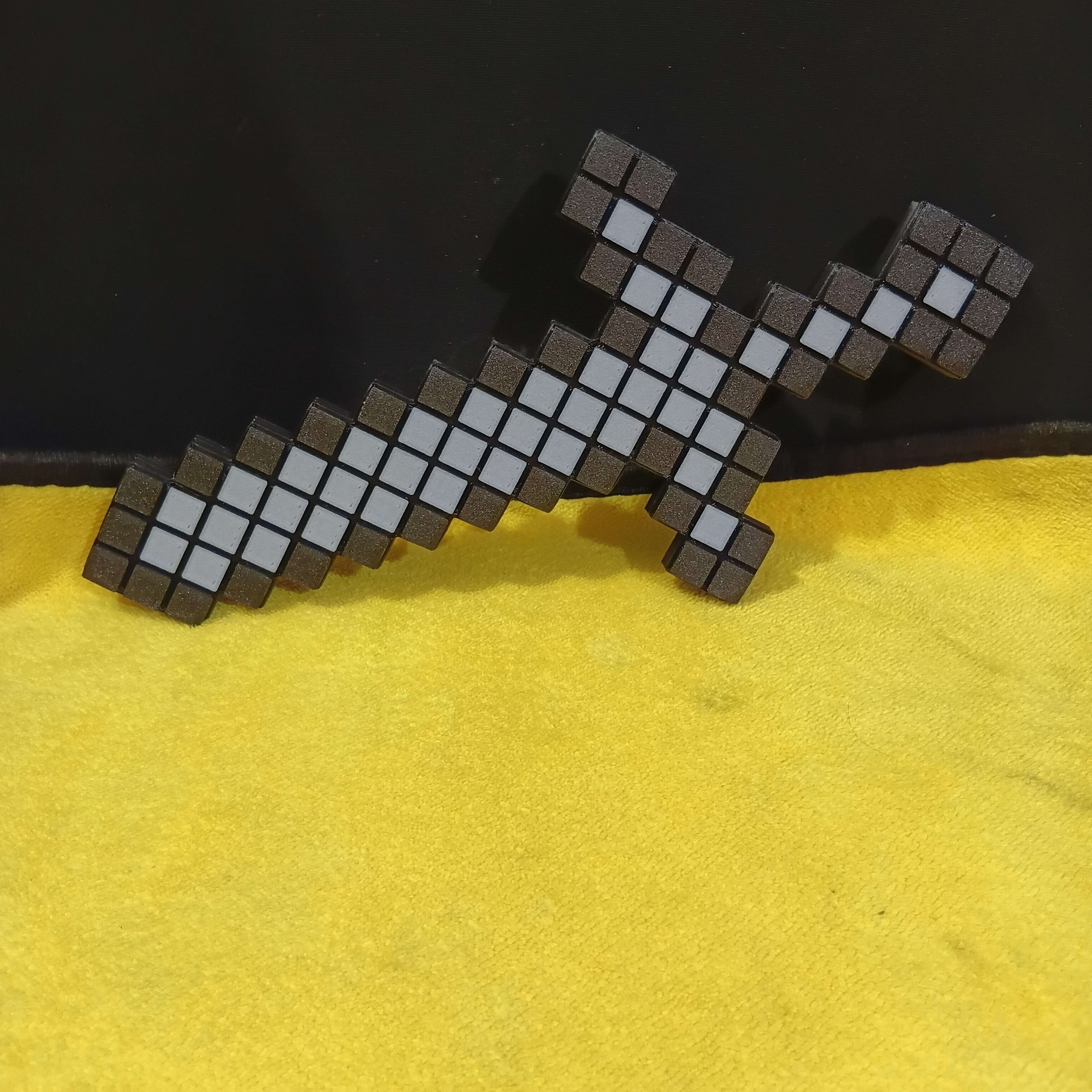3D Printed Pixel Sword | Voxel-Inspired Decorative Sword | PLA Collectible | Cosplay & Desk Display, Black