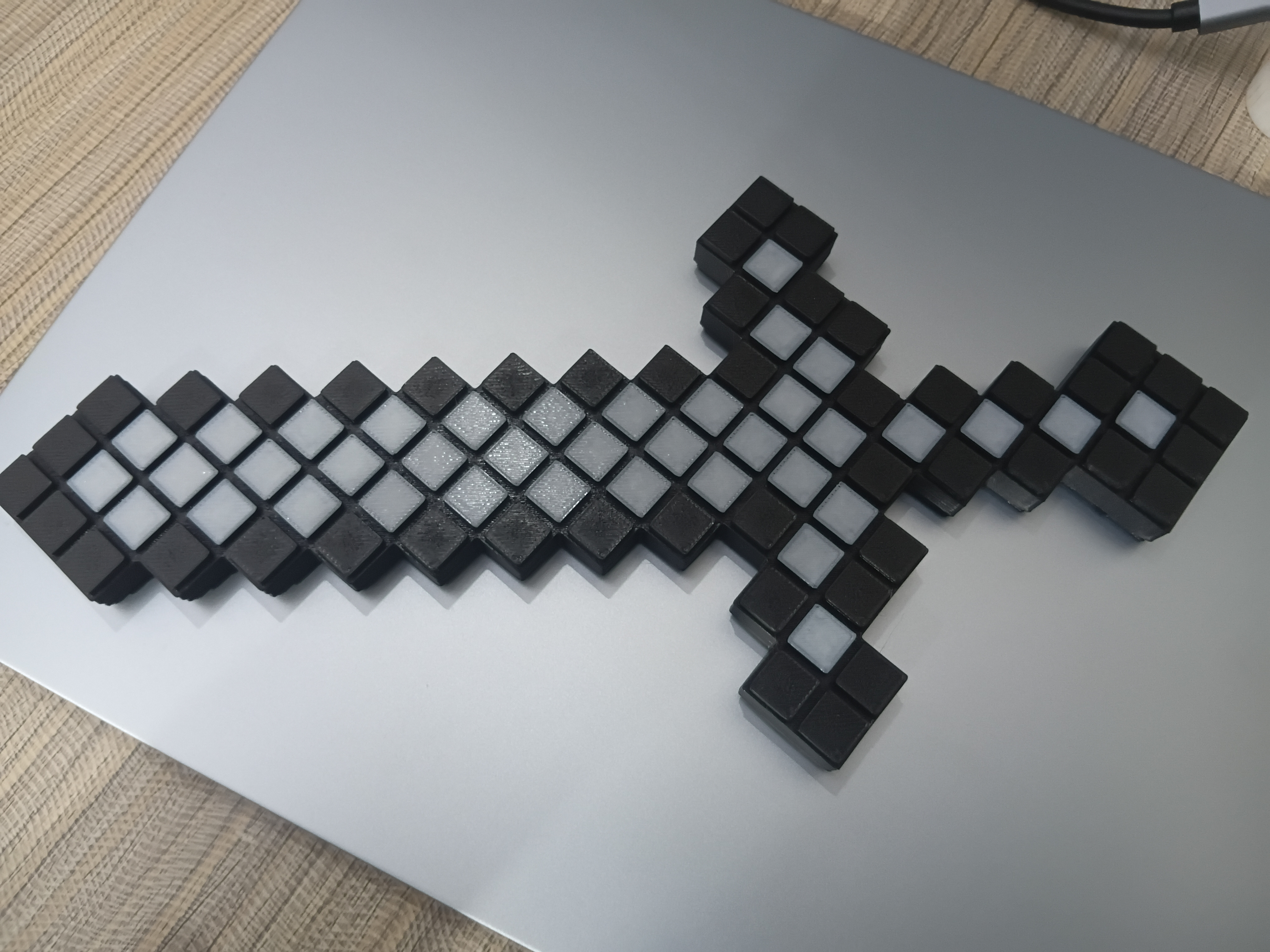 3D Printed Pixel Sword | Voxel-Inspired Decorative Sword | PLA Collectible | Cosplay & Desk Display, Blue